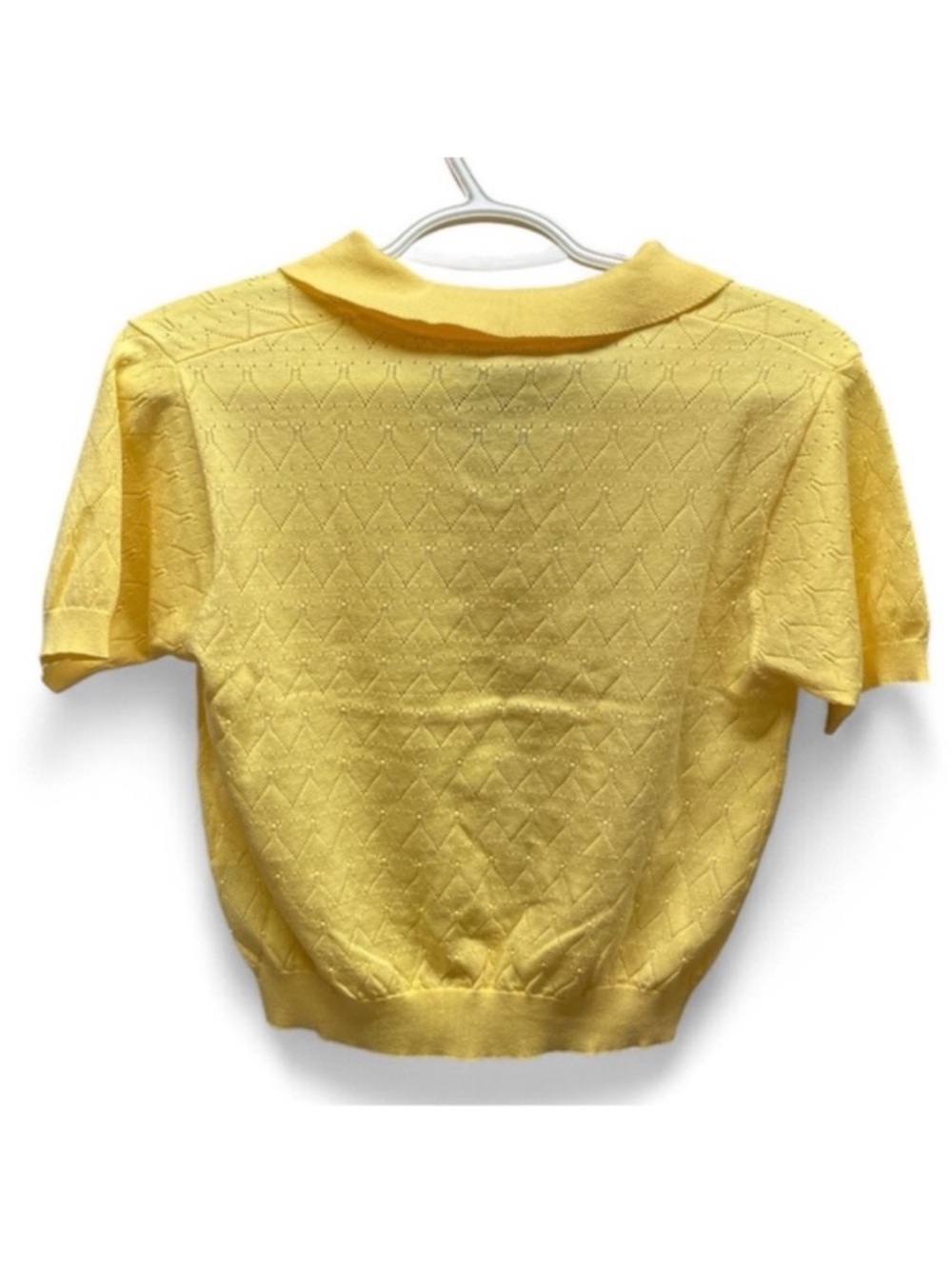 ZARA Womens Pointelle Knit Polo Yellow Size Medium - Picture 4 of 11